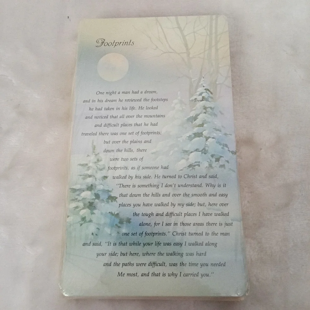 Vintage Olympicard Footprints in the Sand Christmas Cards 20 Count Slate Blue